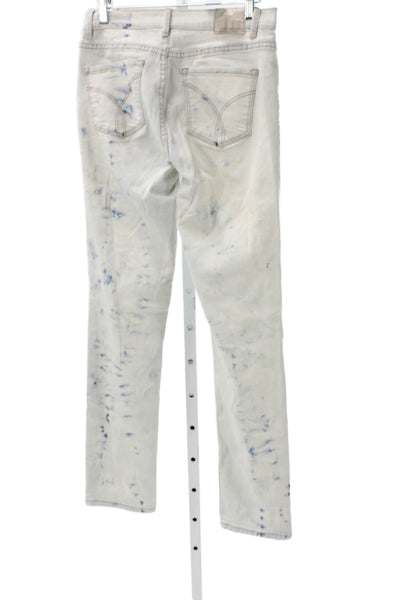 Calvin Klein Women Skinny Tie-Dye Blue Cotton Mid Rise Button Jeans Size 28