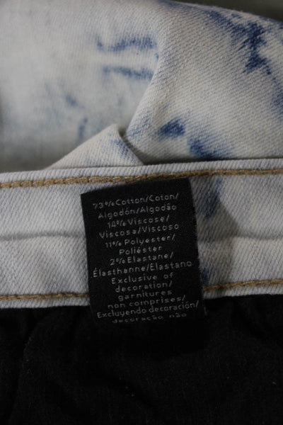 Calvin Klein Women Skinny Tie-Dye Blue Cotton Mid Rise Button Jeans Size 28