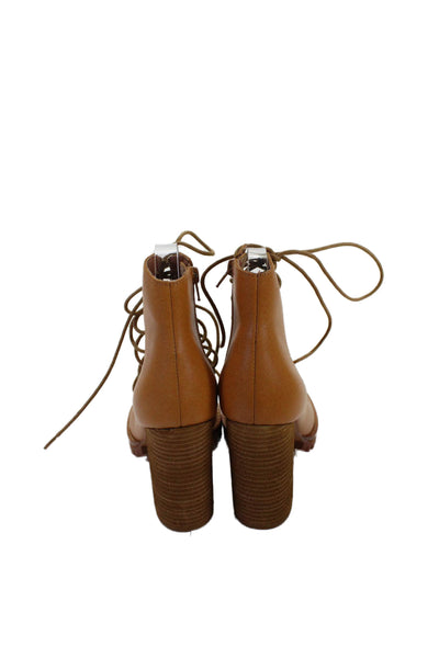 Jeffrey Campbell Womens Leather Lace Up Cut Out Ankle Boots Brown Size 8 Medium