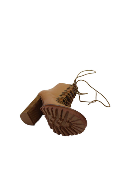 Jeffrey Campbell Womens Leather Lace Up Cut Out Ankle Boots Brown Size 8 Medium