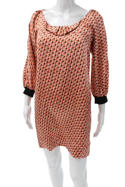 See by Chloe Women Shift Dress Orange Silk 3/4 Sleeve Size 44