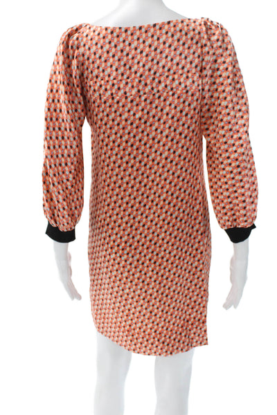 See by Chloe Women Shift Dress Orange Silk 3/4 Sleeve Size 44