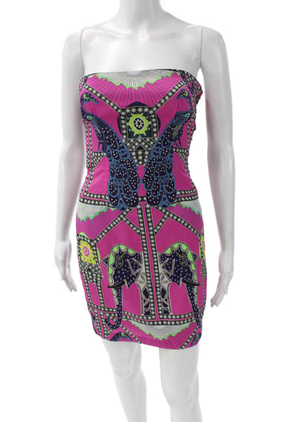 Mara Hoffman Women Strapless Animal Print Mini Dress Zip Size 0