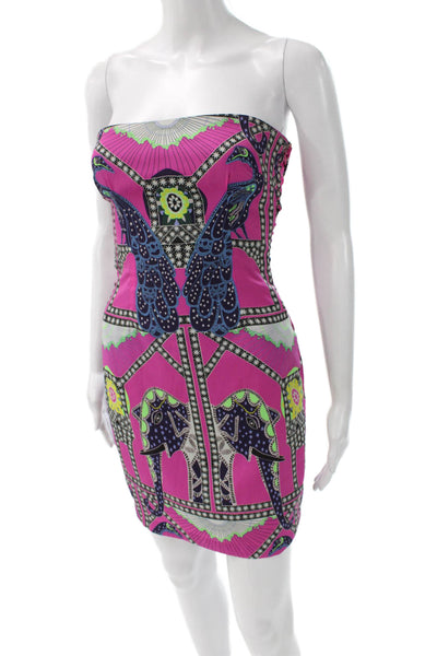 Mara Hoffman Women Strapless Animal Print Mini Dress Zip Size 0