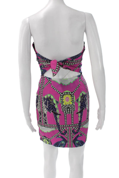 Mara Hoffman Women Strapless Animal Print Mini Dress Zip Size 0