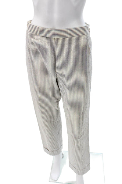 Thom Browne Mens White Striped Cotton Blend Pants Inseam 26 Size 30