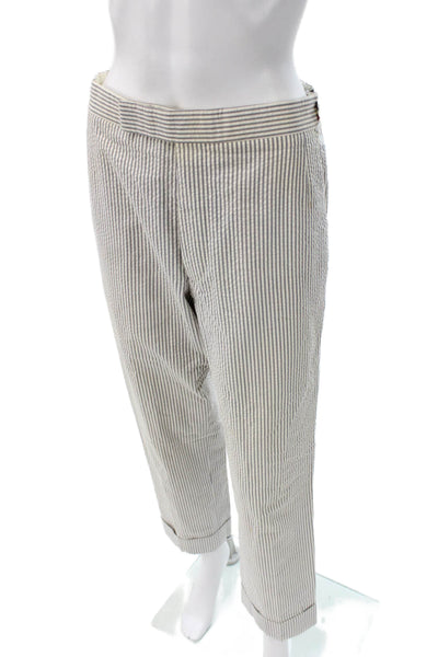 Thom Browne Mens White Striped Cotton Blend Pants Inseam 26 Size 30