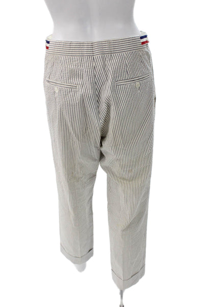 Thom Browne Mens White Striped Cotton Blend Pants Inseam 26 Size 30