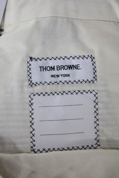 Thom Browne Mens White Striped Cotton Blend Pants Inseam 26 Size 30