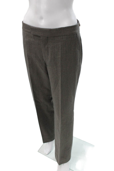 Veronique Branquinho Women Dress Pants Gray Herringbone Wool Blend Size 30