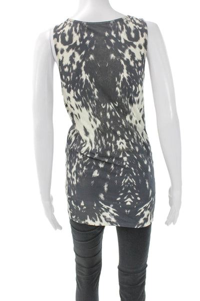 Alexander McQueen Women Black V-Neck Geometric Viscose Sleeveless Shirt Size 42
