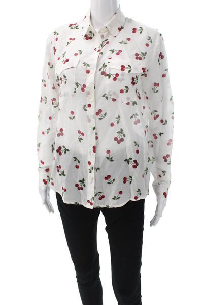 The Kooples Womens Collared Floral Cotton Blend Long Sleeve Blouse Size 1