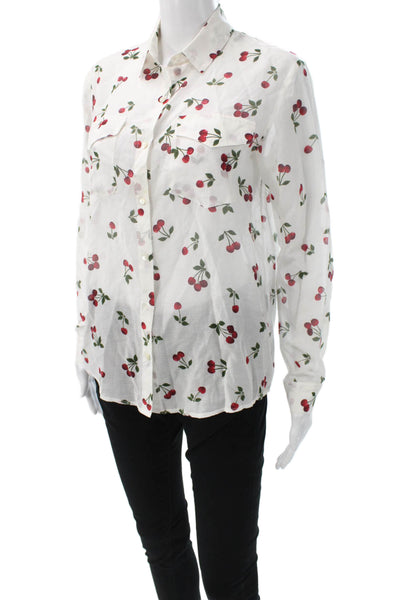 The Kooples Womens Collared Floral Cotton Blend Long Sleeve Blouse Size 1
