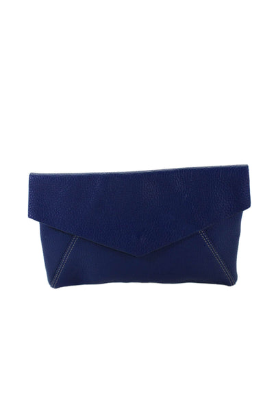 J. Mclaughlin Womens Leather Envelope Clutch Bag Blue