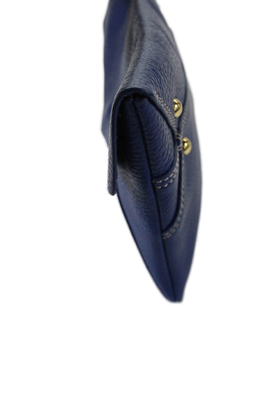 J. Mclaughlin Womens Leather Envelope Clutch Bag Blue