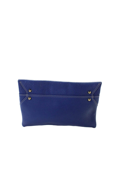 J. Mclaughlin Womens Leather Envelope Clutch Bag Blue