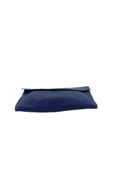 J. Mclaughlin Womens Leather Envelope Clutch Bag Blue