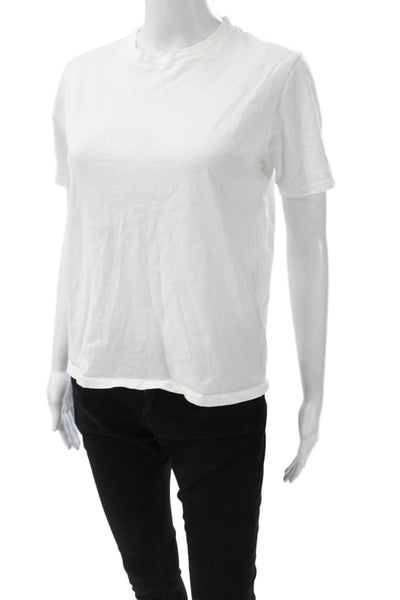 Sezane Womens Basic White 100% Cotton Crew Neck Short Sleeve T-Shirt Size XS