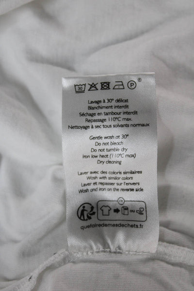 Sezane Womens Basic White 100% Cotton Crew Neck Short Sleeve T-Shirt Size XS