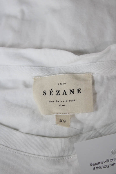 Sezane Womens Basic White 100% Cotton Crew Neck Short Sleeve T-Shirt Size XS