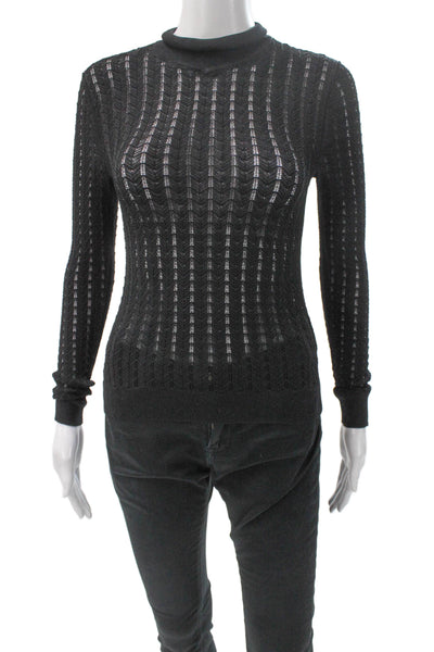 Club Monaco Womens Black Geometric Mock Neck Pullover Sweater Size XS