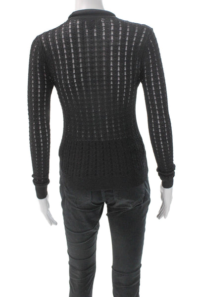 Club Monaco Womens Black Geometric Mock Neck Pullover Sweater Size XS