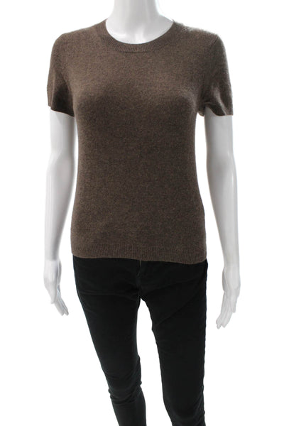 Quince Women Cashmere Short Sleeve Crewneck Pullover Brown Size XS