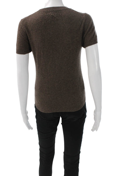 Quince Women Cashmere Short Sleeve Crewneck Pullover Brown Size XS