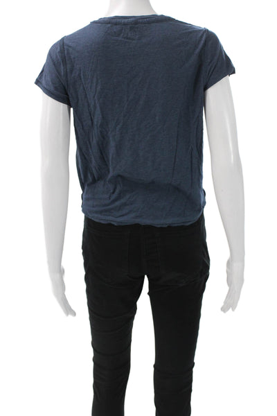 Lululemon Womens Cropped Crew Neck T-Shirt Blue Short Sleeve Modal Size 4