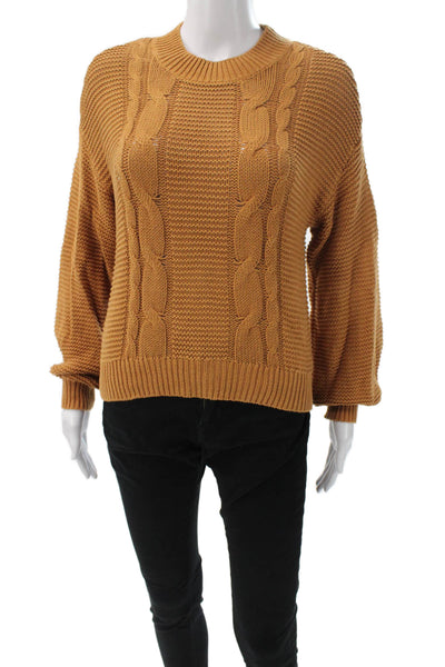 525 Women Pullover Crew Neck Long Sleeve 100% Cotton Brown Size XS