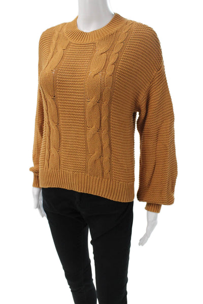 525 Women Pullover Crew Neck Long Sleeve 100% Cotton Brown Size XS