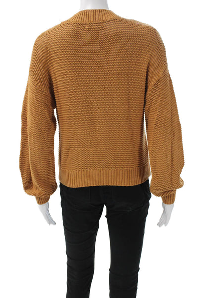 525 Women Pullover Crew Neck Long Sleeve 100% Cotton Brown Size XS