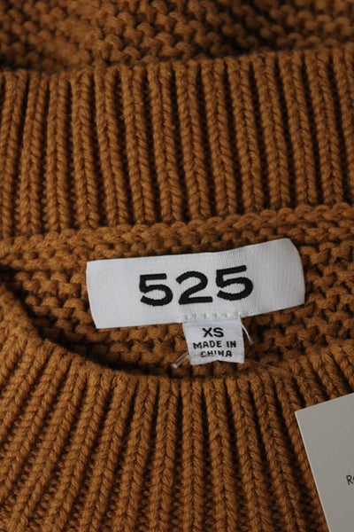 525 Women Pullover Crew Neck Long Sleeve 100% Cotton Brown Size XS