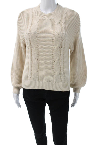 525 Womens Pullover Sweater Beige 100% Cotton Crew Neck Long Sleeve Size XS