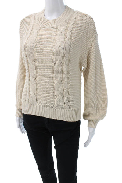 525 Womens Pullover Sweater Beige 100% Cotton Crew Neck Long Sleeve Size XS