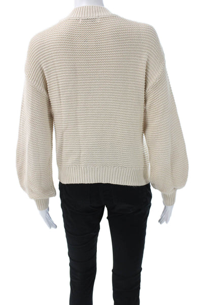 525 Womens Pullover Sweater Beige 100% Cotton Crew Neck Long Sleeve Size XS