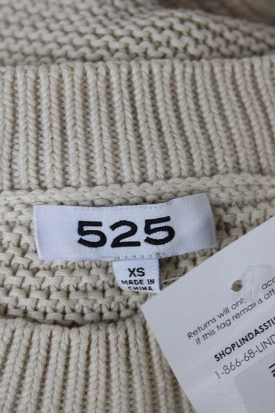 525 Womens Pullover Sweater Beige 100% Cotton Crew Neck Long Sleeve Size XS