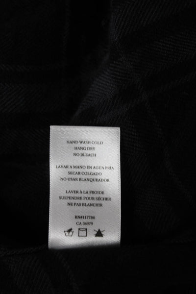 Rails Unisex Button Down Plaid Collared Long Sleeve Rayon Top Black Size XS