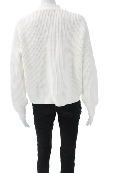 Quince Womens Organic Cotton White V-Neck Cardigan Long Sleeve Size XS