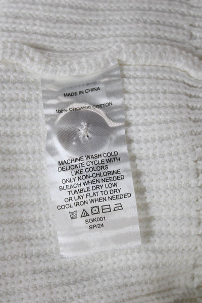 Quince Womens Organic Cotton White V-Neck Cardigan Long Sleeve Size XS