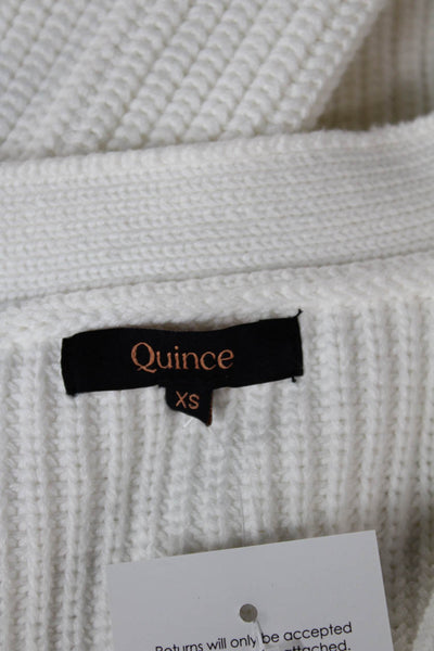 Quince Womens Organic Cotton White V-Neck Cardigan Long Sleeve Size XS