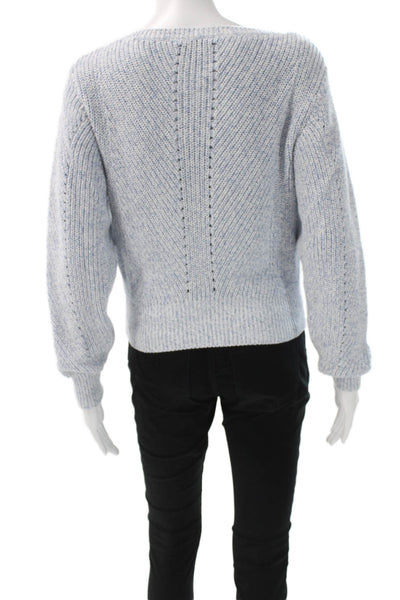 Joie Women Pullover Boat Neck Long Sleeve Blue Cotton Cashmere Size 2XS