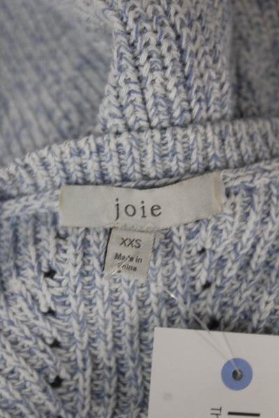 Joie Women Pullover Boat Neck Long Sleeve Blue Cotton Cashmere Size 2XS