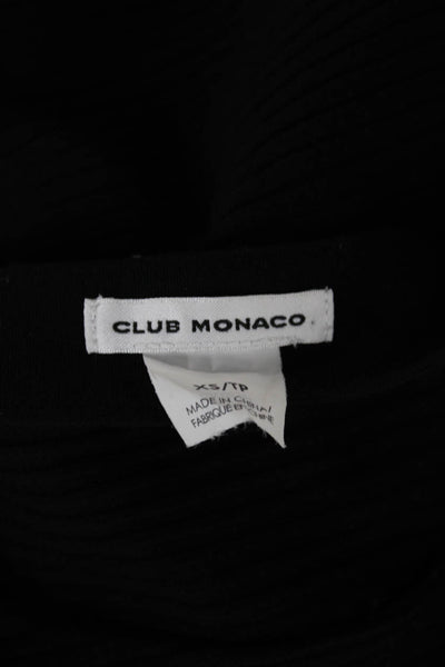 Club Monaco Womens Cropped Black Crewneck Long Sleeve T-Shirt Size XS