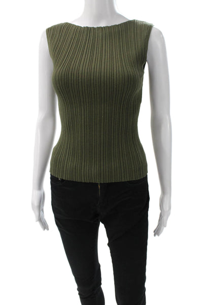 Quince Women Basic Sleeveless Boat Neck Organic Cotton Tank Green Size XS