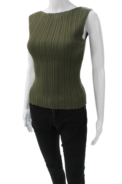 Quince Women Basic Sleeveless Boat Neck Organic Cotton Tank Green Size XS