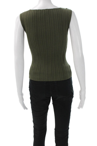 Quince Women Basic Sleeveless Boat Neck Organic Cotton Tank Green Size XS