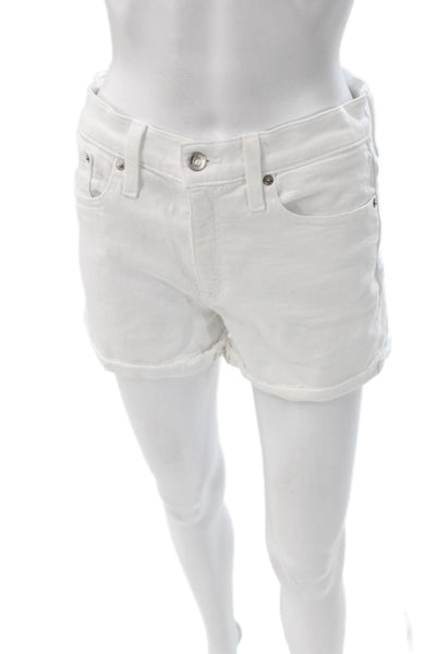J Crew Womens Cut-Off White Cotton Button Solid Shorts Size 26