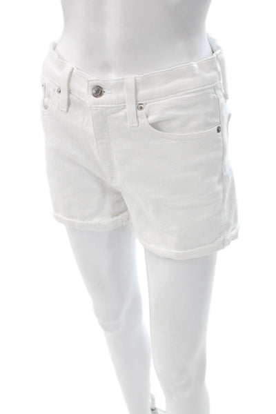 J Crew Womens Cut-Off White Cotton Button Solid Shorts Size 26