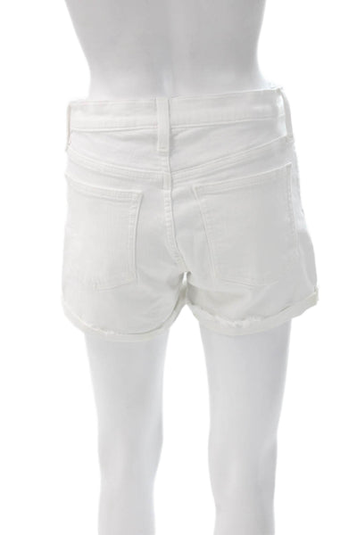 J Crew Womens Cut-Off White Cotton Button Solid Shorts Size 26